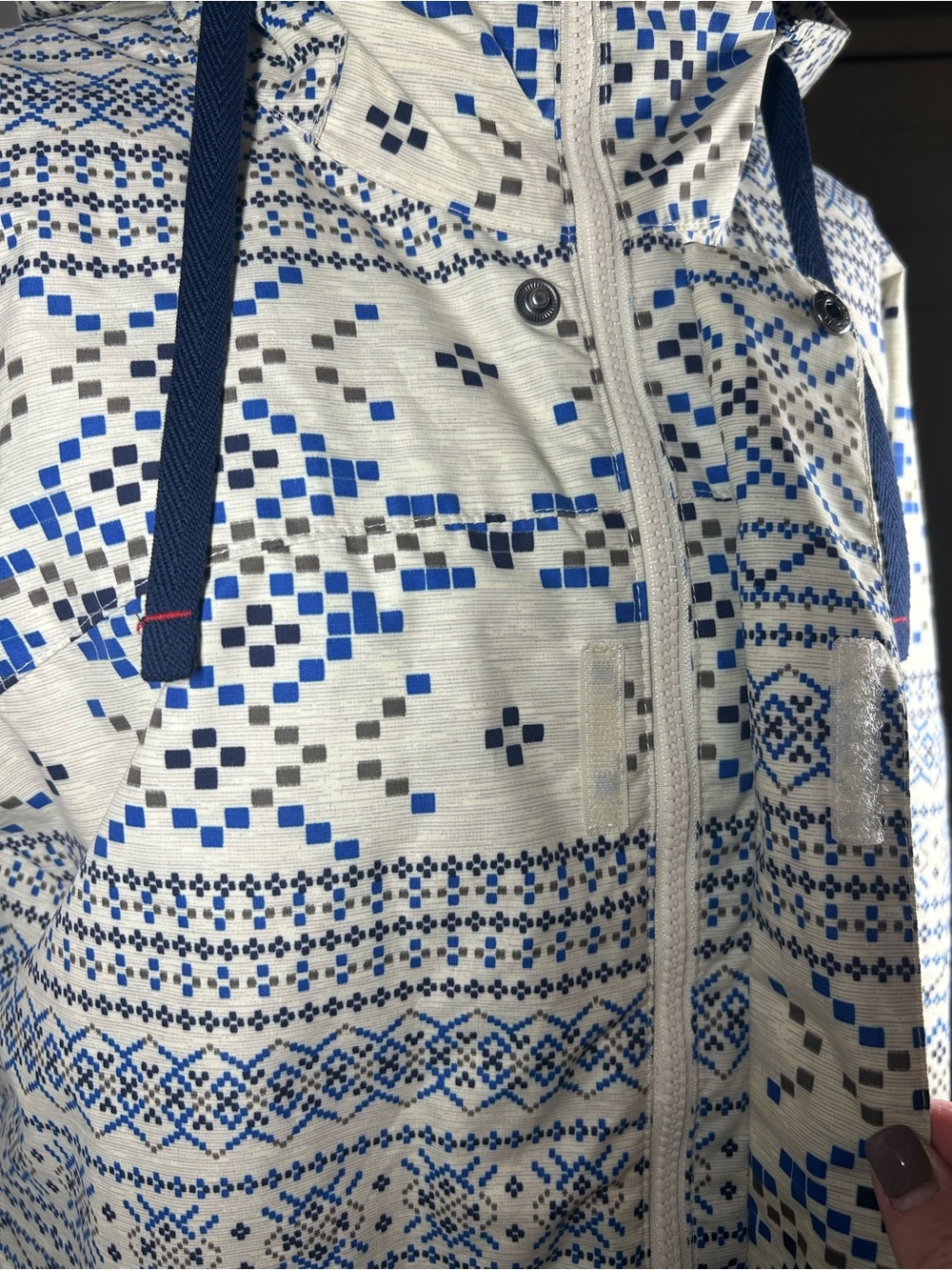 Burton Ginger DRYRIDE Snowboard Coat XL Pixelated Fair Isle Blue White Ski - Picture 9 of 16